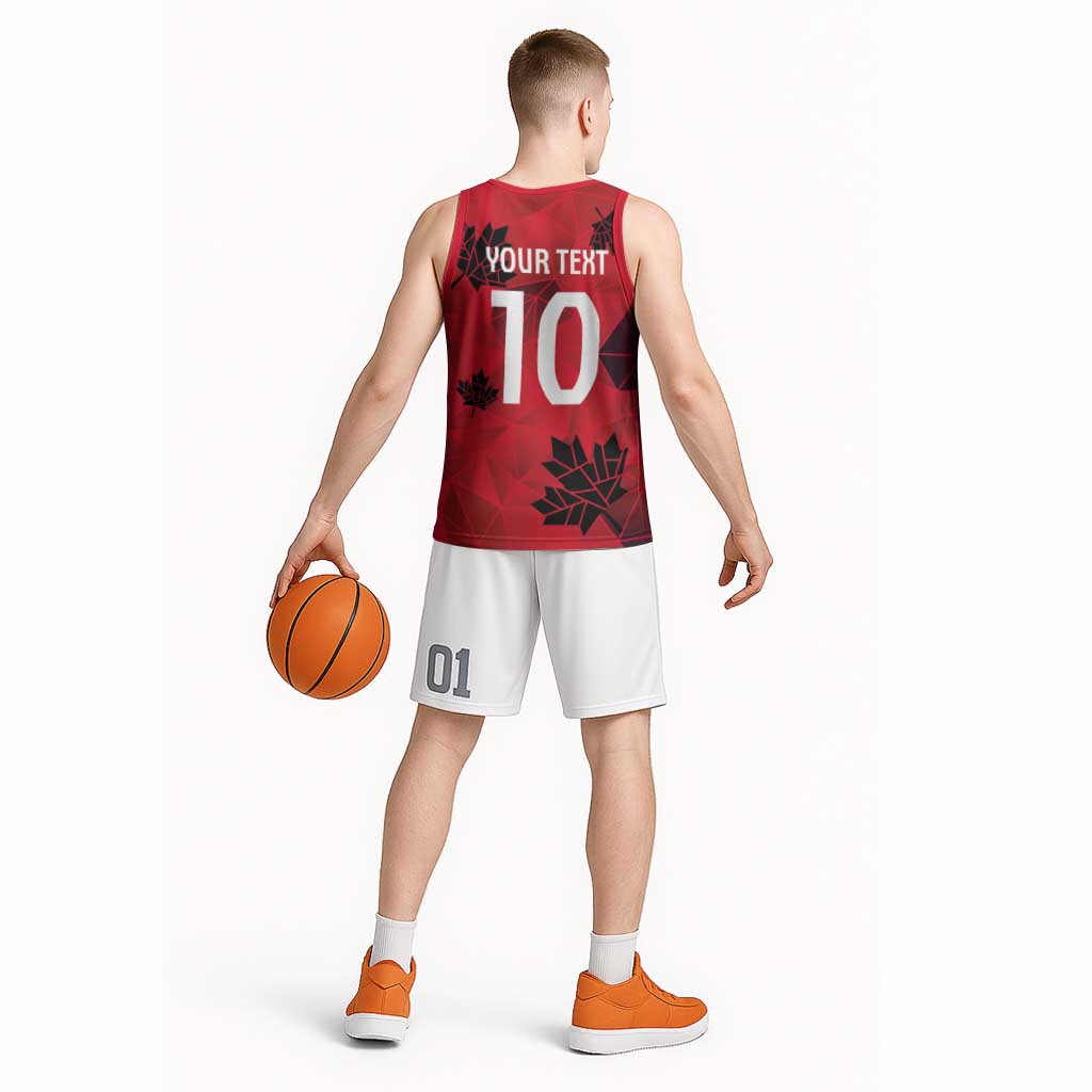 Custom Canada Football Basketball Jersey Maple Leaves Geometric Style