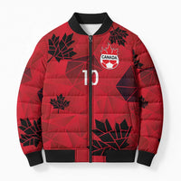 Custom Canada Football Bomber Puffer Jacket Maple Leaves Geometric Style