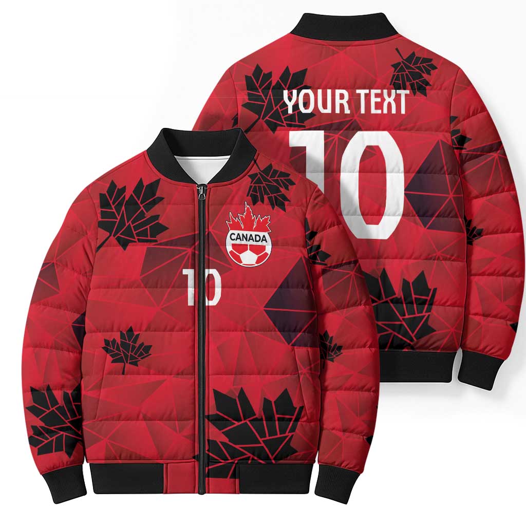 Custom Canada Football Bomber Puffer Jacket Maple Leaves Geometric Style