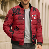 Custom Canada Football Bomber Puffer Jacket Maple Leaves Geometric Style