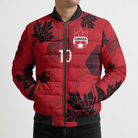 Custom Canada Football Bomber Puffer Jacket Maple Leaves Geometric Style