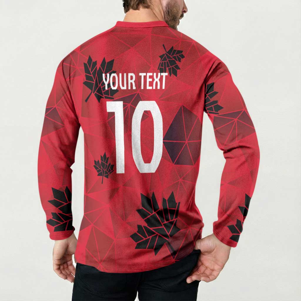 Custom Canada Football Button Sweatshirt Maple Leaves Geometric Style
