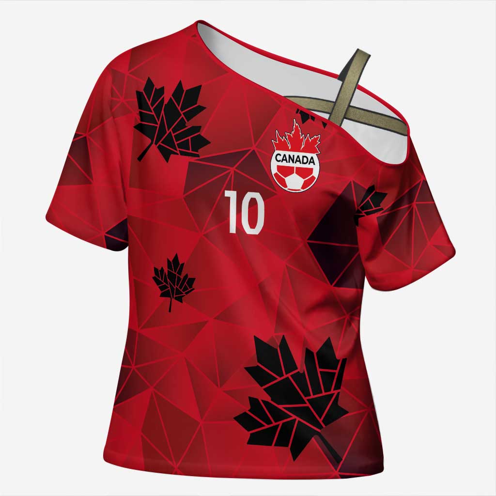 Custom Canada Football Cross Shoulder Shirt Maple Leaves Geometric Style