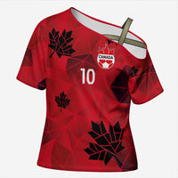 Custom Canada Football Cross Shoulder Shirt Maple Leaves Geometric Style