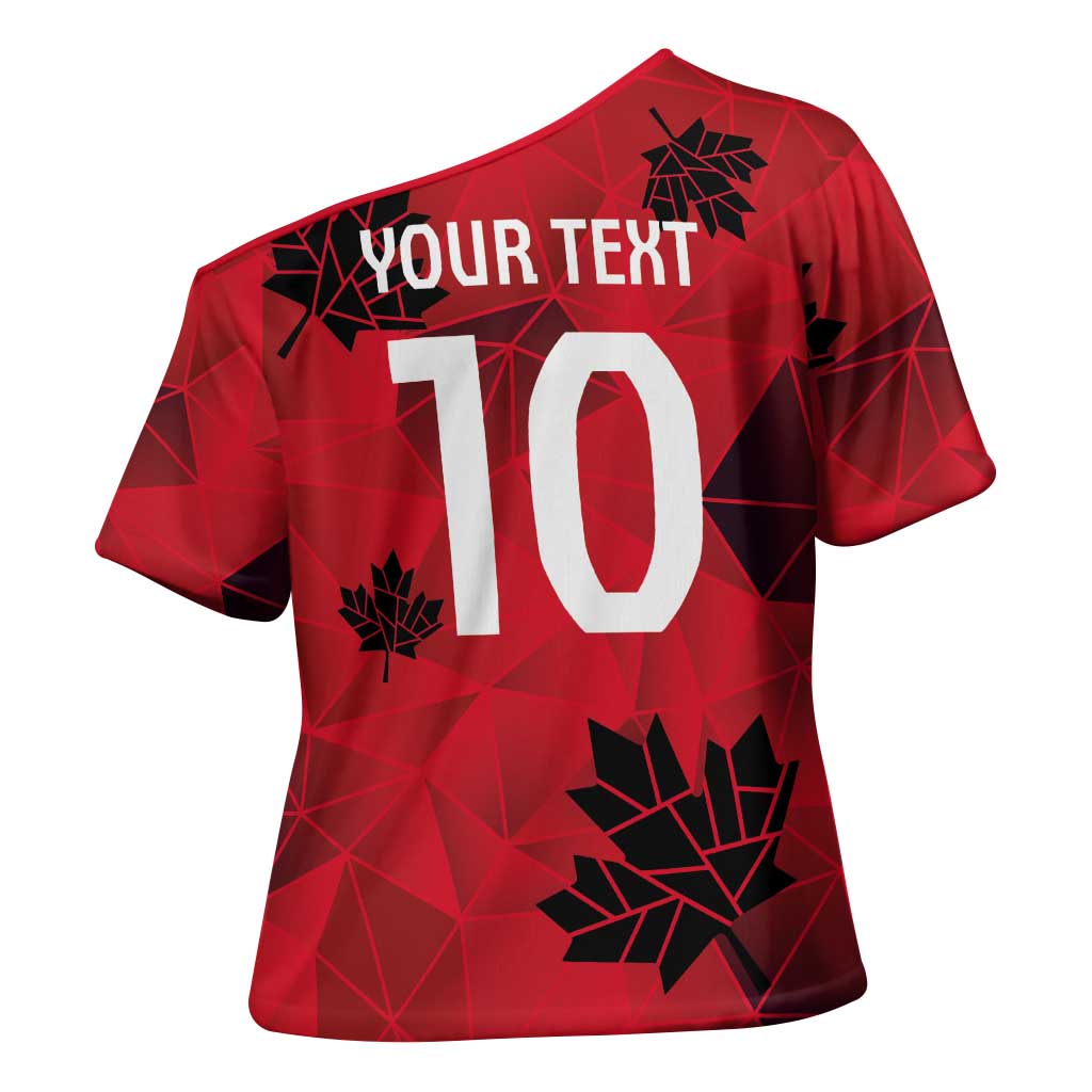Custom Canada Football Cross Shoulder Shirt Maple Leaves Geometric Style