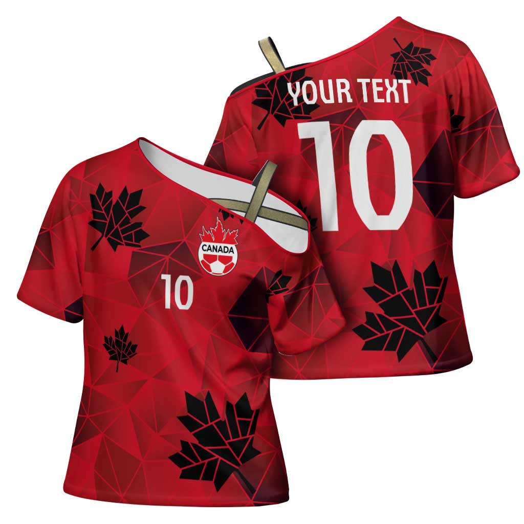 Custom Canada Football Cross Shoulder Shirt Maple Leaves Geometric Style