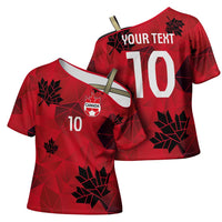 Custom Canada Football Cross Shoulder Shirt Maple Leaves Geometric Style