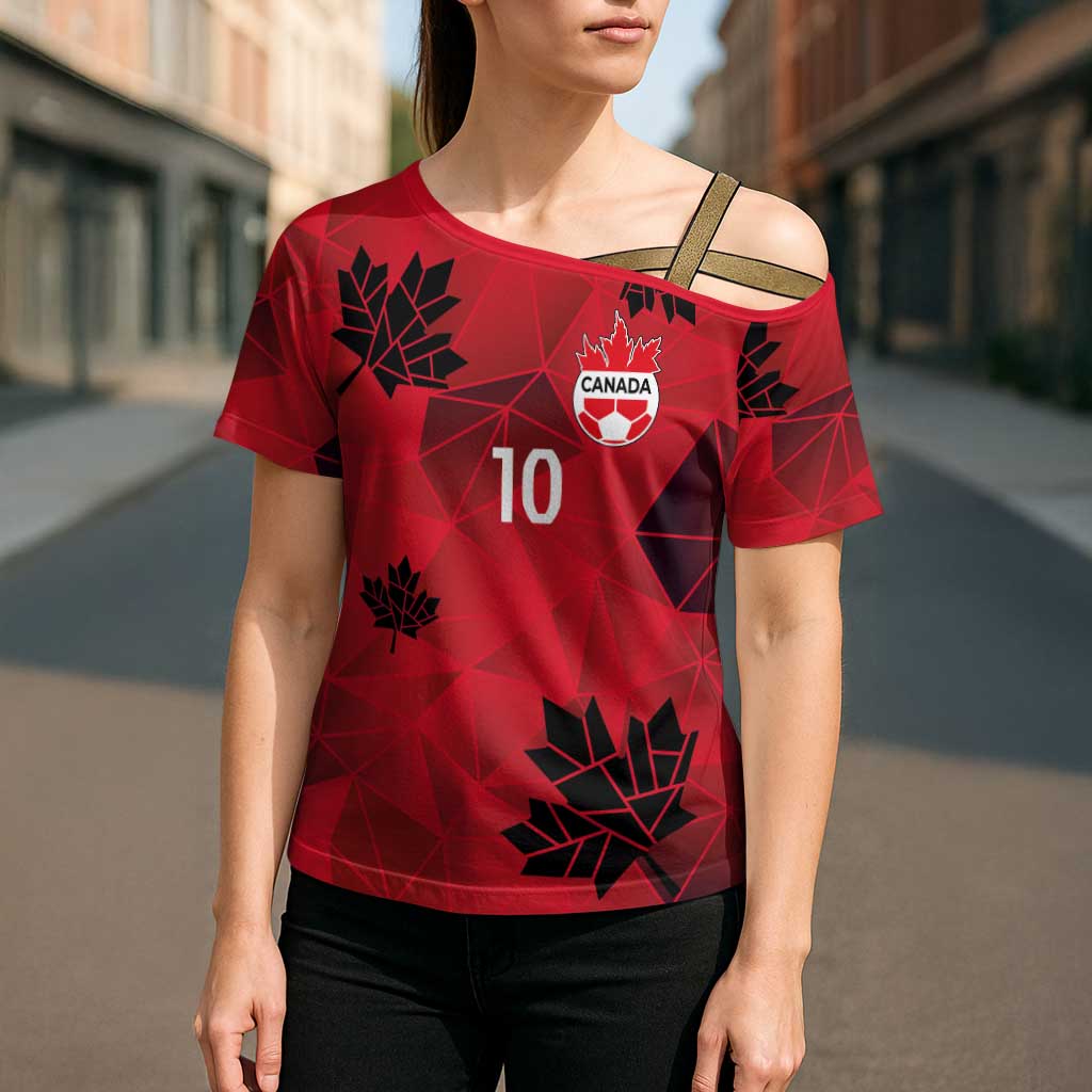 Custom Canada Football Cross Shoulder Shirt Maple Leaves Geometric Style