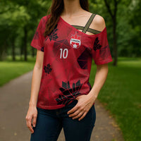 Custom Canada Football Cross Shoulder Shirt Maple Leaves Geometric Style