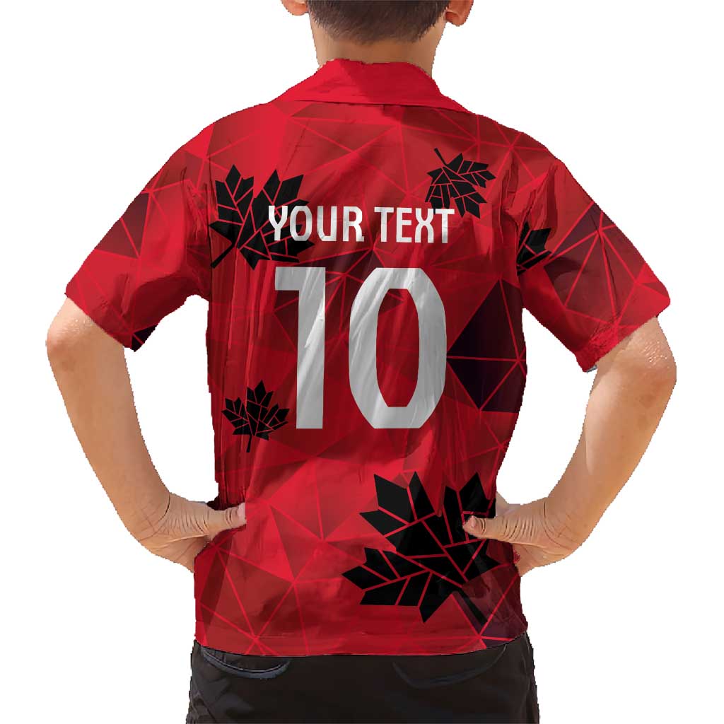 Custom Canada Football Kid Hawaiian Shirt Maple Leaves Geometric Style