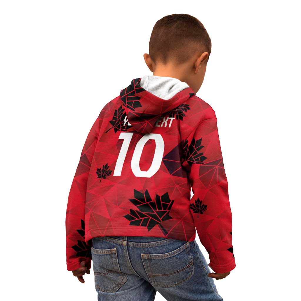 Custom Canada Football Kid Hoodie Maple Leaves Geometric Style