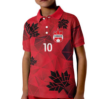 Custom Canada Football Kid Polo Shirt Maple Leaves Geometric Style
