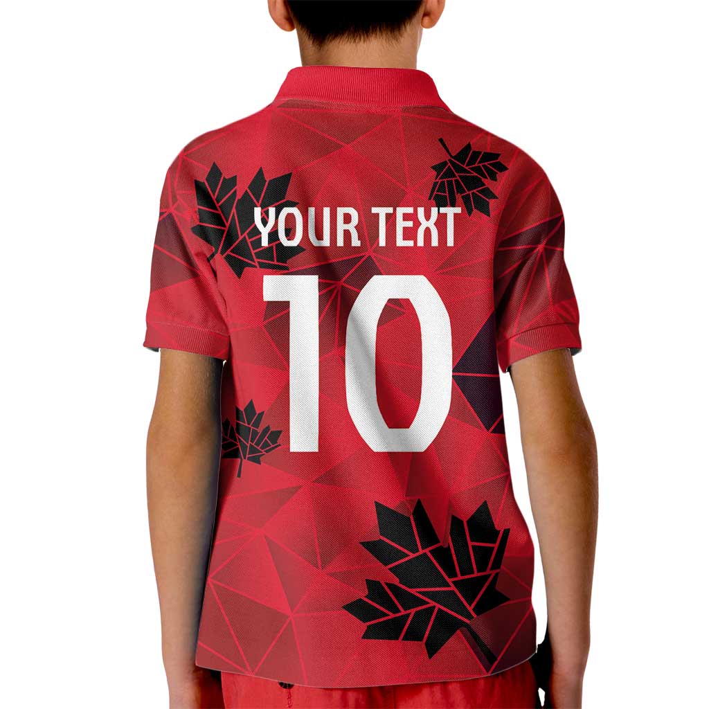 Custom Canada Football Kid Polo Shirt Maple Leaves Geometric Style