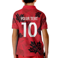 Custom Canada Football Kid Polo Shirt Maple Leaves Geometric Style