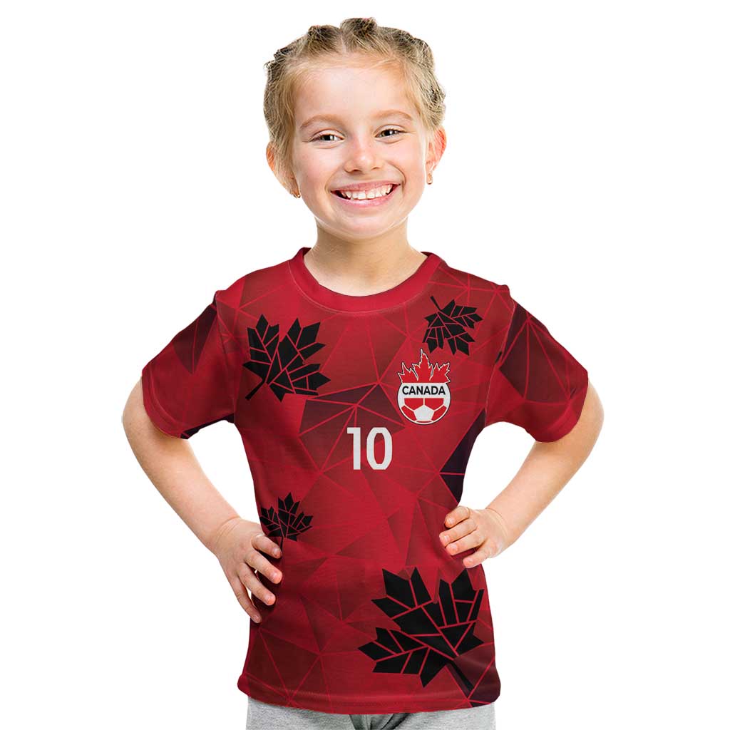 Custom Canada Football Kid T Shirt Maple Leaves Geometric Style