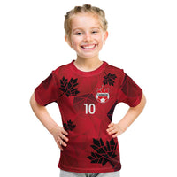 Custom Canada Football Kid T Shirt Maple Leaves Geometric Style