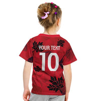 Custom Canada Football Kid T Shirt Maple Leaves Geometric Style
