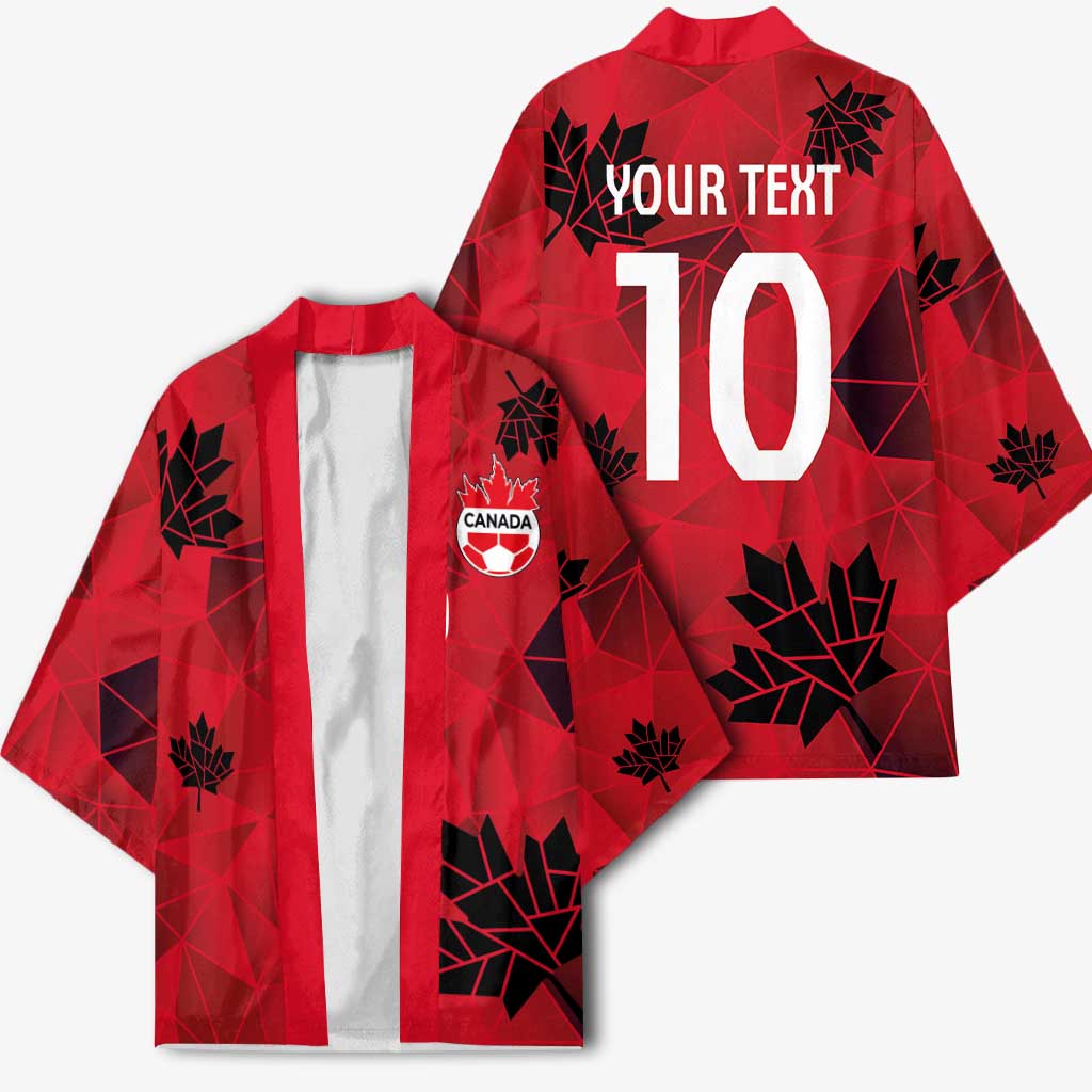 Custom Canada Football Kimono Maple Leaves Geometric Style