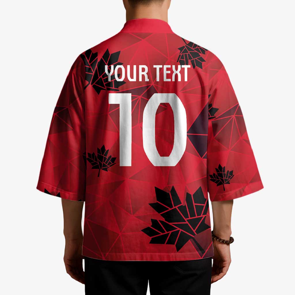 Custom Canada Football Kimono Maple Leaves Geometric Style