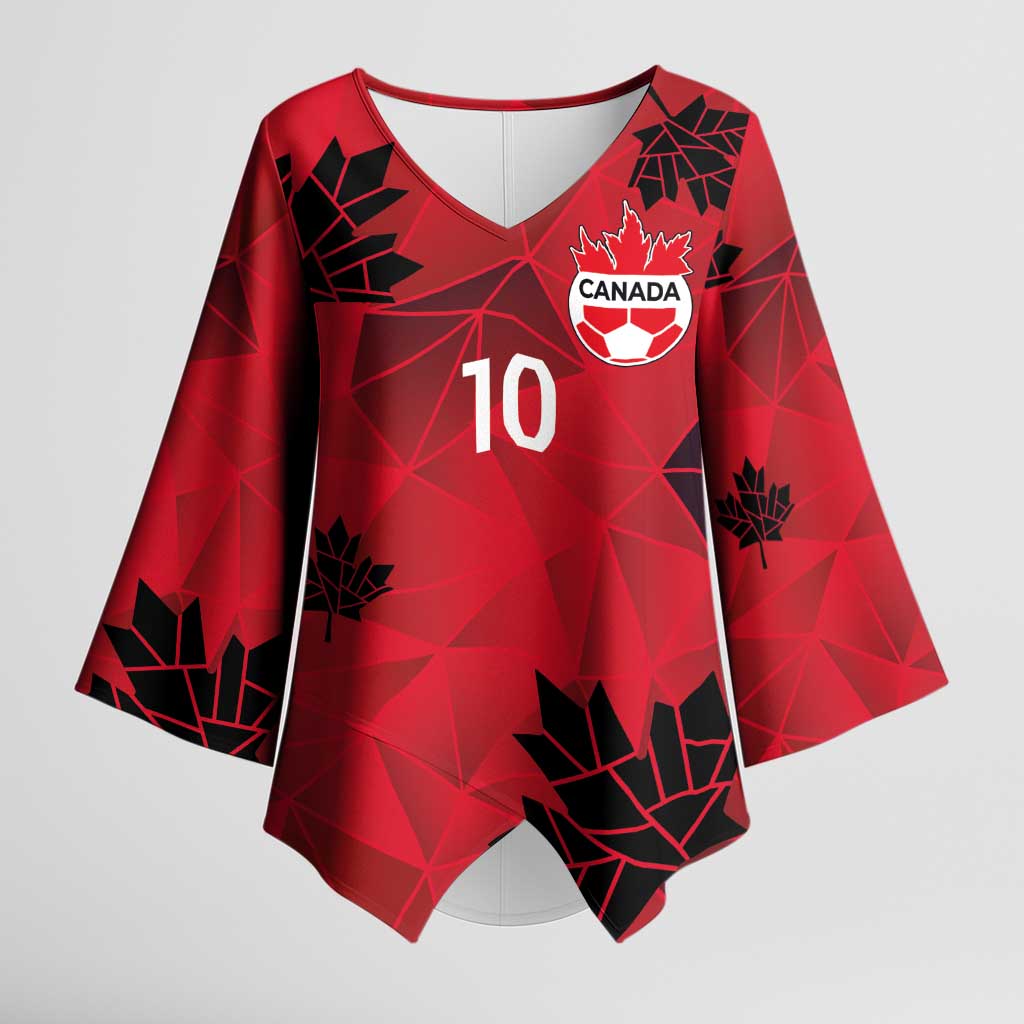 Custom Canada Football Kimono Sleeve Blouse Maple Leaves Geometric Style