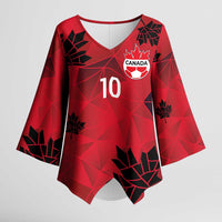 Custom Canada Football Kimono Sleeve Blouse Maple Leaves Geometric Style