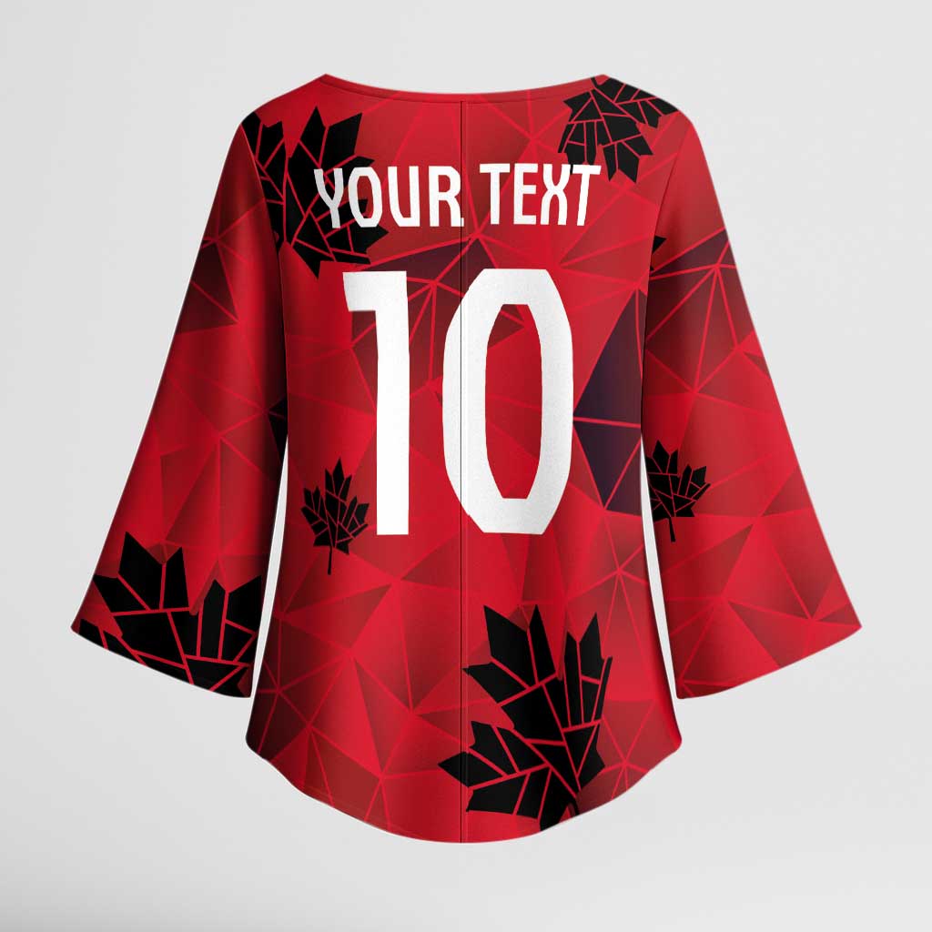 Custom Canada Football Kimono Sleeve Blouse Maple Leaves Geometric Style