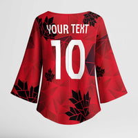 Custom Canada Football Kimono Sleeve Blouse Maple Leaves Geometric Style