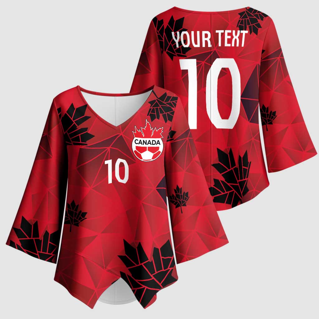 Custom Canada Football Kimono Sleeve Blouse Maple Leaves Geometric Style
