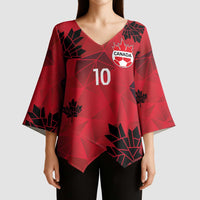 Custom Canada Football Kimono Sleeve Blouse Maple Leaves Geometric Style