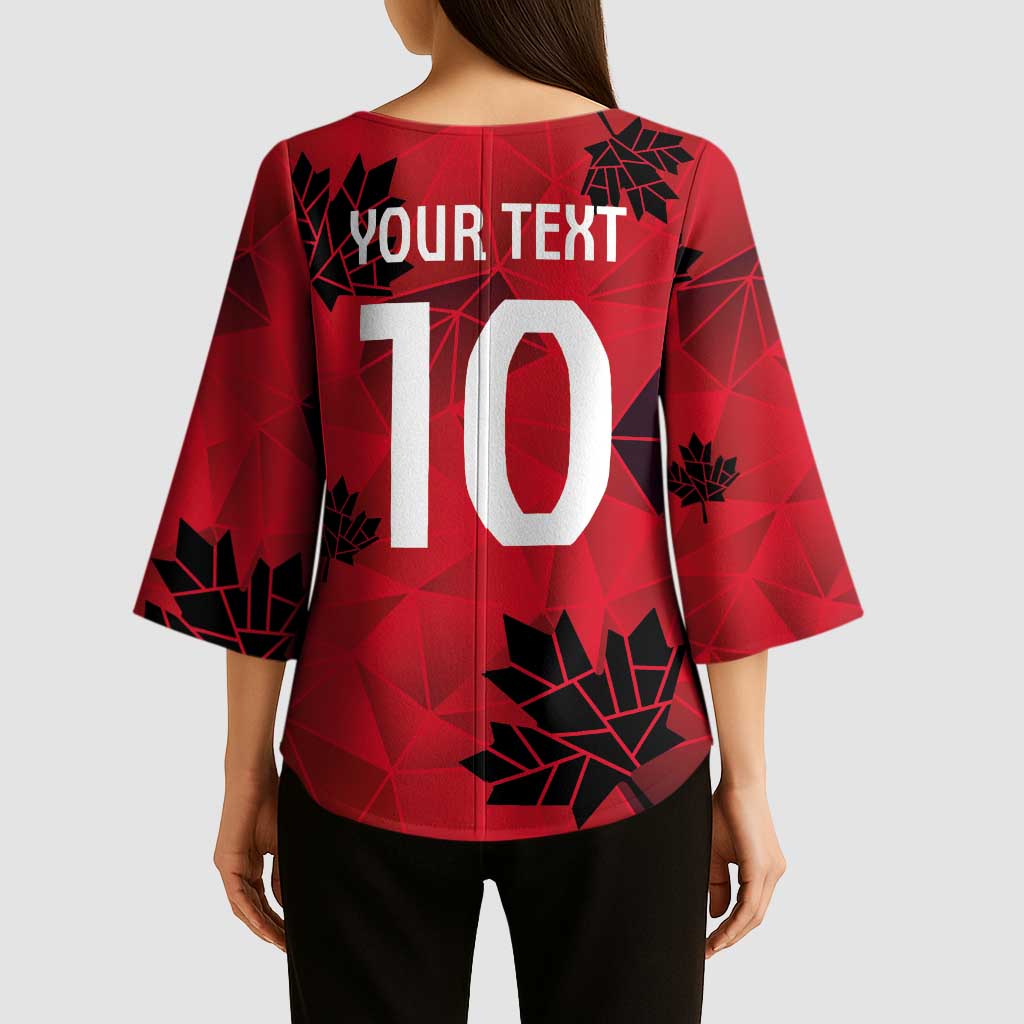 Custom Canada Football Kimono Sleeve Blouse Maple Leaves Geometric Style