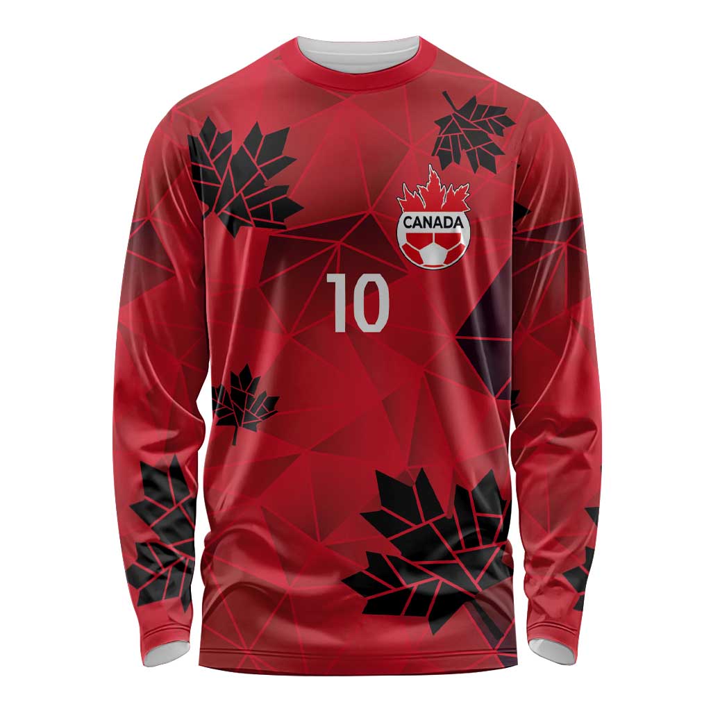 Custom Canada Football Long Sleeve Shirt Maple Leaves Geometric Style
