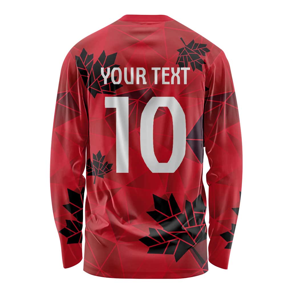 Custom Canada Football Long Sleeve Shirt Maple Leaves Geometric Style