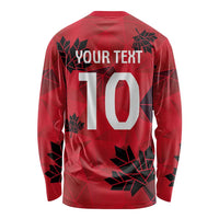Custom Canada Football Long Sleeve Shirt Maple Leaves Geometric Style
