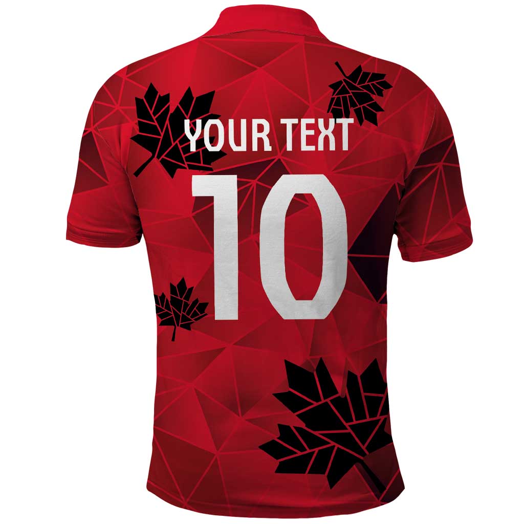 Custom Canada Football Polo Shirt Maple Leaves Geometric Style