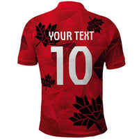Custom Canada Football Polo Shirt Maple Leaves Geometric Style