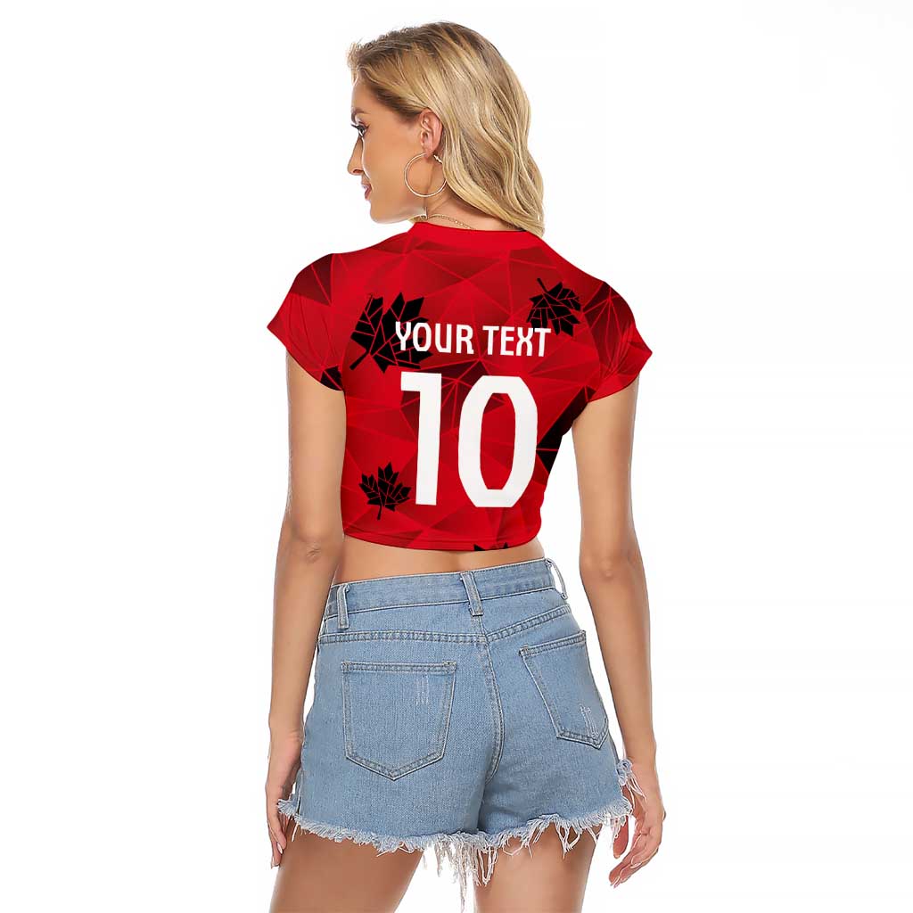 Custom Canada Football Raglan Cropped T Shirt Maple Leaves Geometric Style