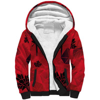 Custom Canada Football Sherpa Hoodie Maple Leaves Geometric Style