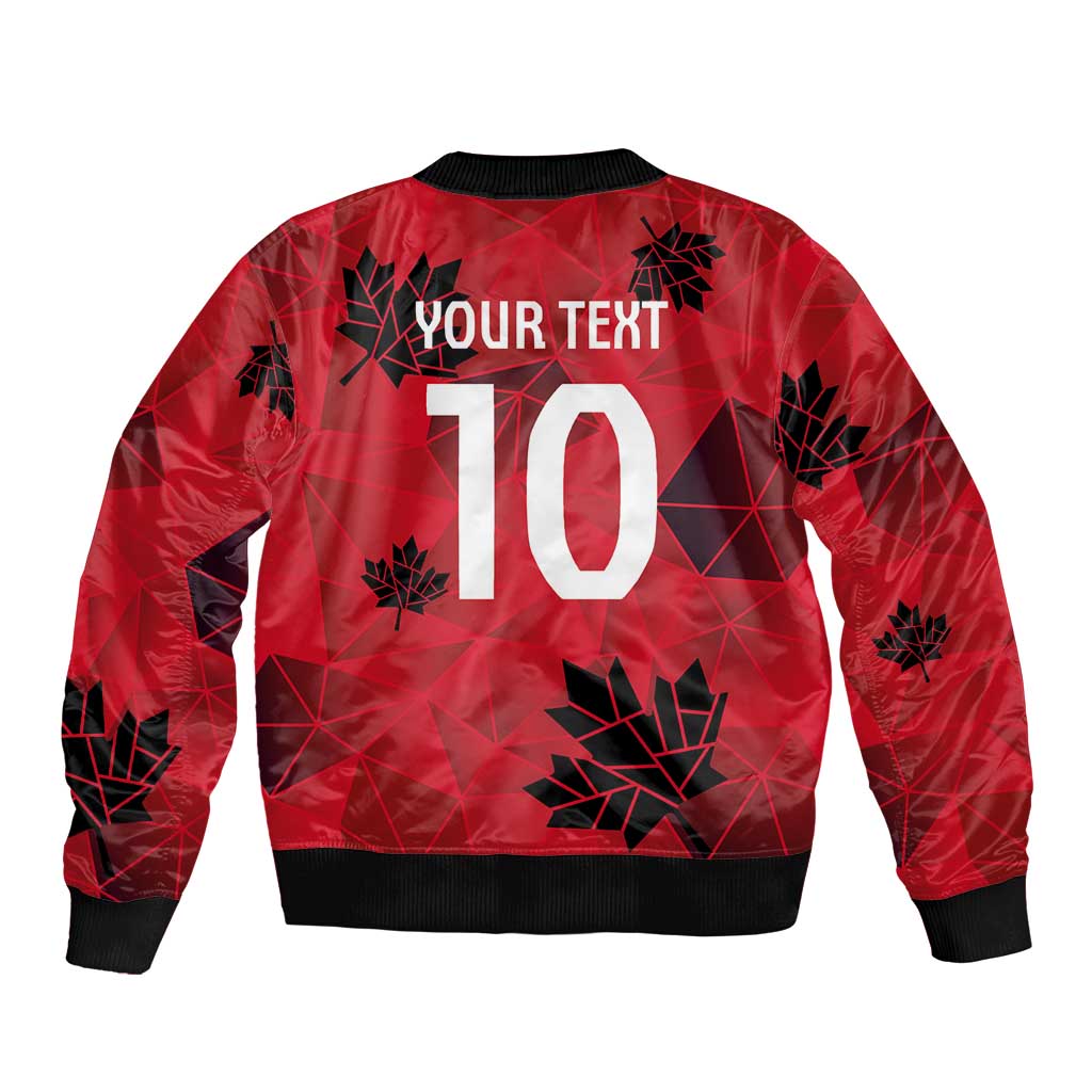 Custom Canada Football Sleeve Zip Bomber Jacket Maple Leaves Geometric Style