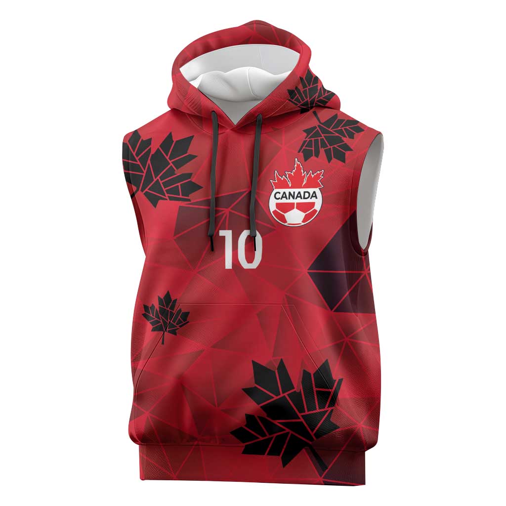 Custom Canada Football Sleeveless Hoodie Maple Leaves Geometric Style