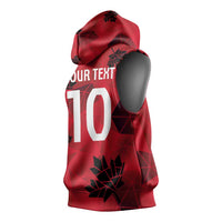 Custom Canada Football Sleeveless Hoodie Maple Leaves Geometric Style