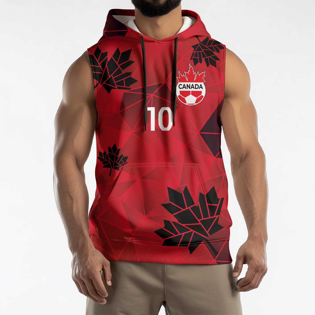 Custom Canada Football Sleeveless Hoodie Maple Leaves Geometric Style