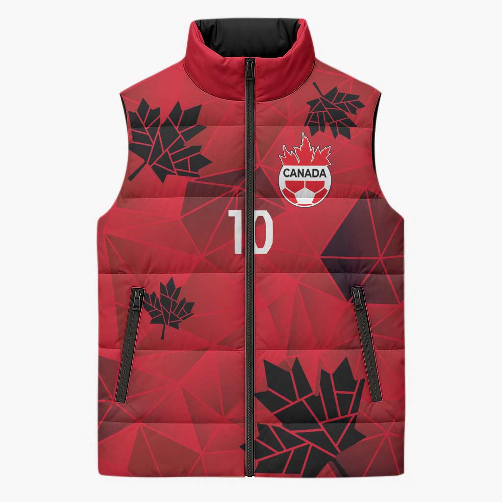 Custom Canada Football Sleeveless Puffer Jacket Maple Leaves Geometric Style