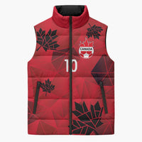 Custom Canada Football Sleeveless Puffer Jacket Maple Leaves Geometric Style