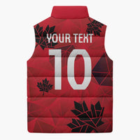 Custom Canada Football Sleeveless Puffer Jacket Maple Leaves Geometric Style