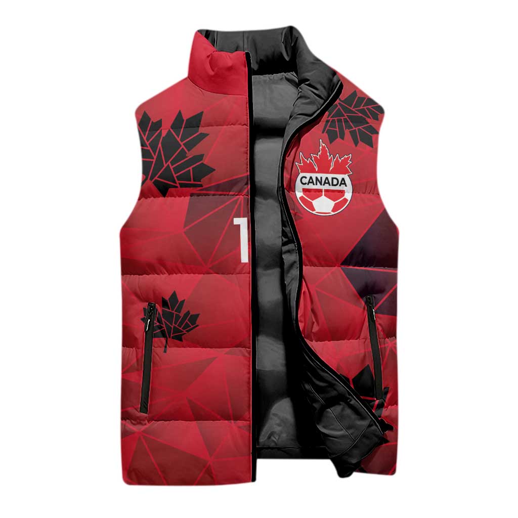 Custom Canada Football Sleeveless Puffer Jacket Maple Leaves Geometric Style
