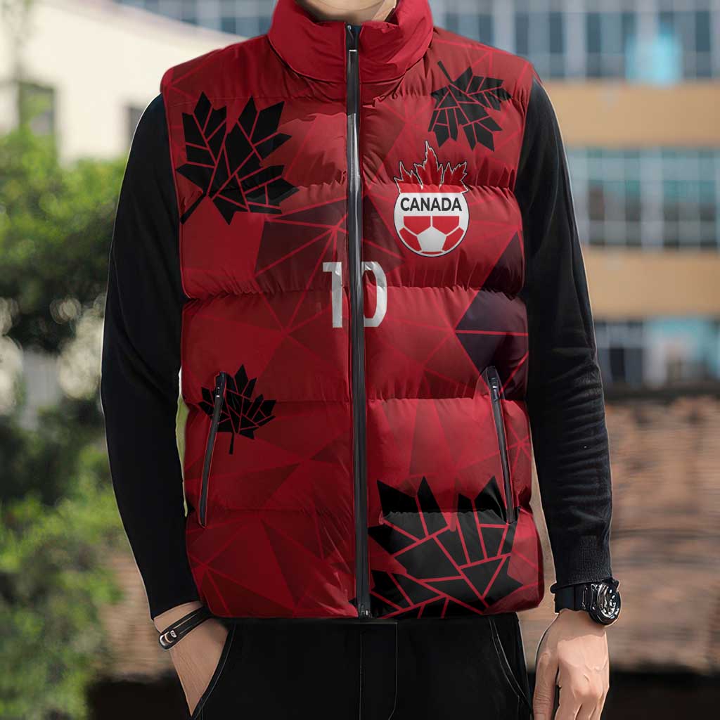 Custom Canada Football Sleeveless Puffer Jacket Maple Leaves Geometric Style