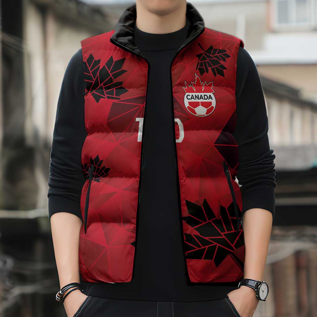 Custom Canada Football Sleeveless Puffer Jacket Maple Leaves Geometric Style
