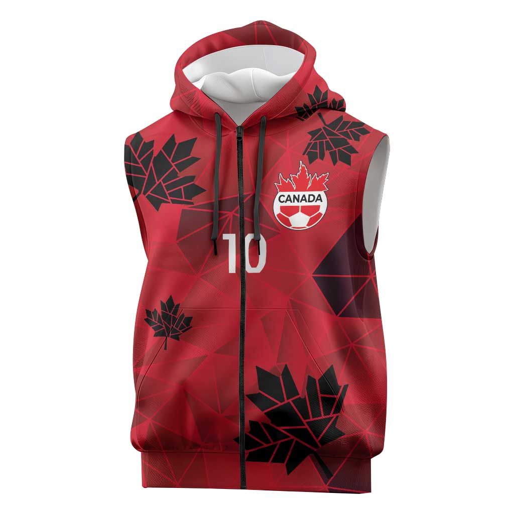 Custom Canada Football Sleeveless Zip Hoodie Maple Leaves Geometric Style