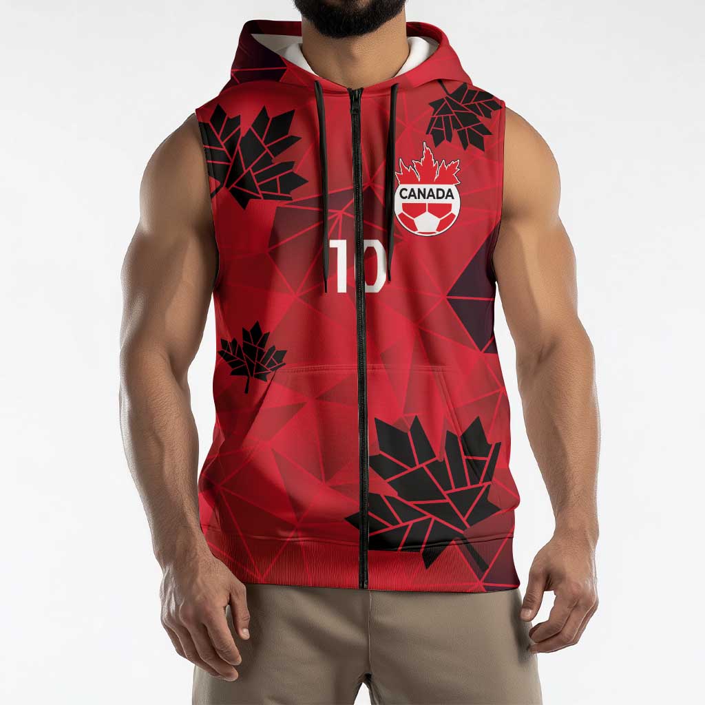 Custom Canada Football Sleeveless Zip Hoodie Maple Leaves Geometric Style