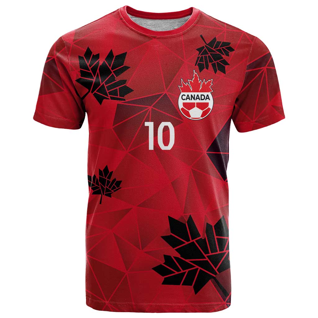 Custom Canada Football T Shirt Maple Leaves Geometric Style